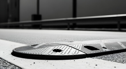 Close Up Of Asphalt With Speed Bumps On The Street Urban Scene