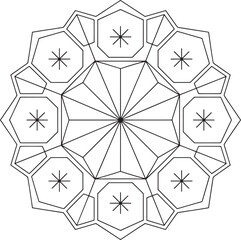 Intricate geometric mandala design with starburst elements pattern symmetry