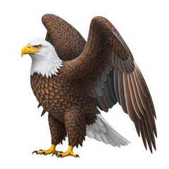 Obraz premium Majestic bald eagle with wings spread against a stark black background