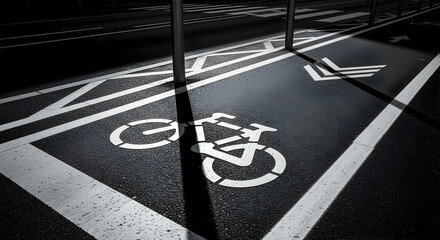 Designated Bicycle Lane on Dark Asphalt with Contrasting White Markings