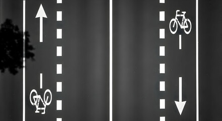 Designated Bicycle Lanes Guiding Cyclists with Upward and Downward Directions on Road Surface
