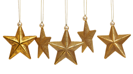Golden Star Ornaments Hanging Festive Christmas Decorations For Holiday Celebrations