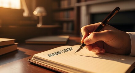 Crafting an Engagement Strategy: A Person Writes in a Notebook with a Fountain Pen