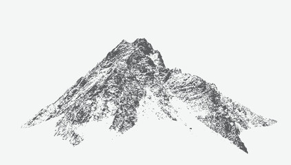Halftone stipple effect on a mountain for a grunge punk Y2K collage design, Brutalist noisy retro photocopy background with mound. Vector illustration