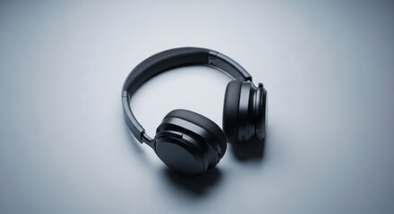 Minimalist Matte Black Wireless Headphones - High-Angle Product Shot