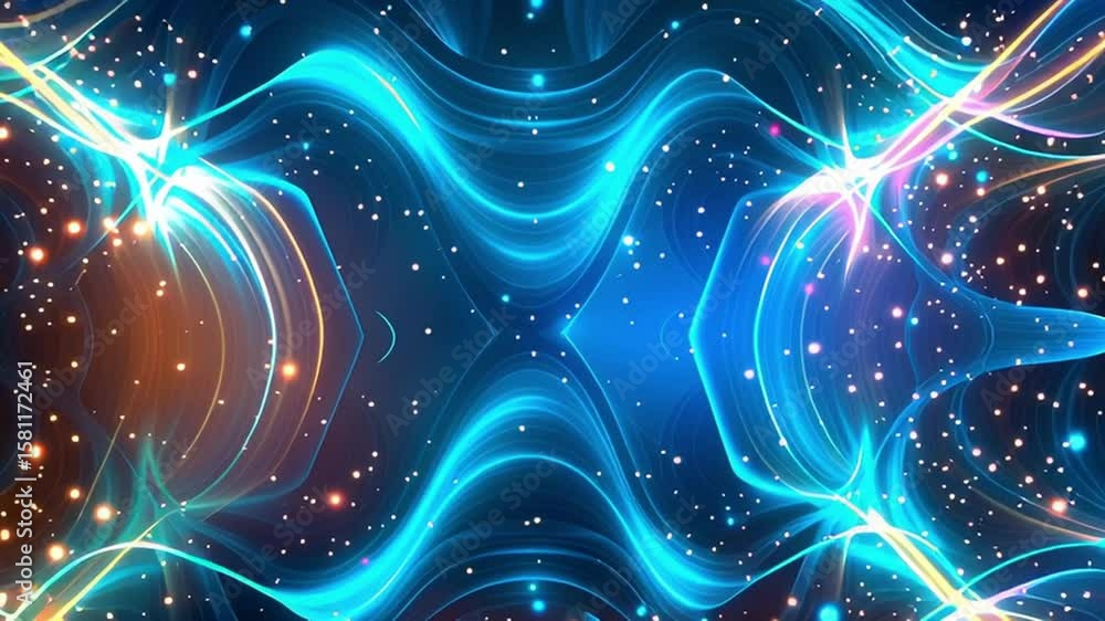 Poster vibrant abstract patterns with colorful light and cosmic elements