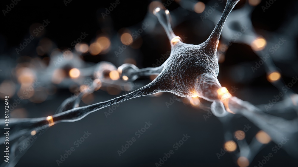 Poster intricate networks of neurons are interconnected, illustrating neural activity. this representation 