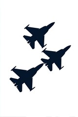 Three fighter jets in a formation.