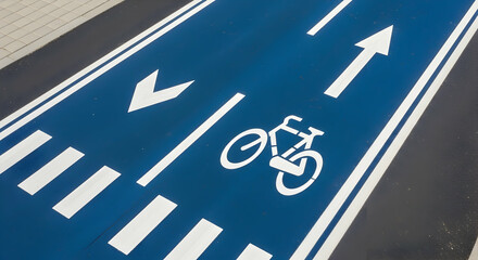 Detailed Close-Up View of a Dedicated Bicycle Lane with Clear Markings and Signage