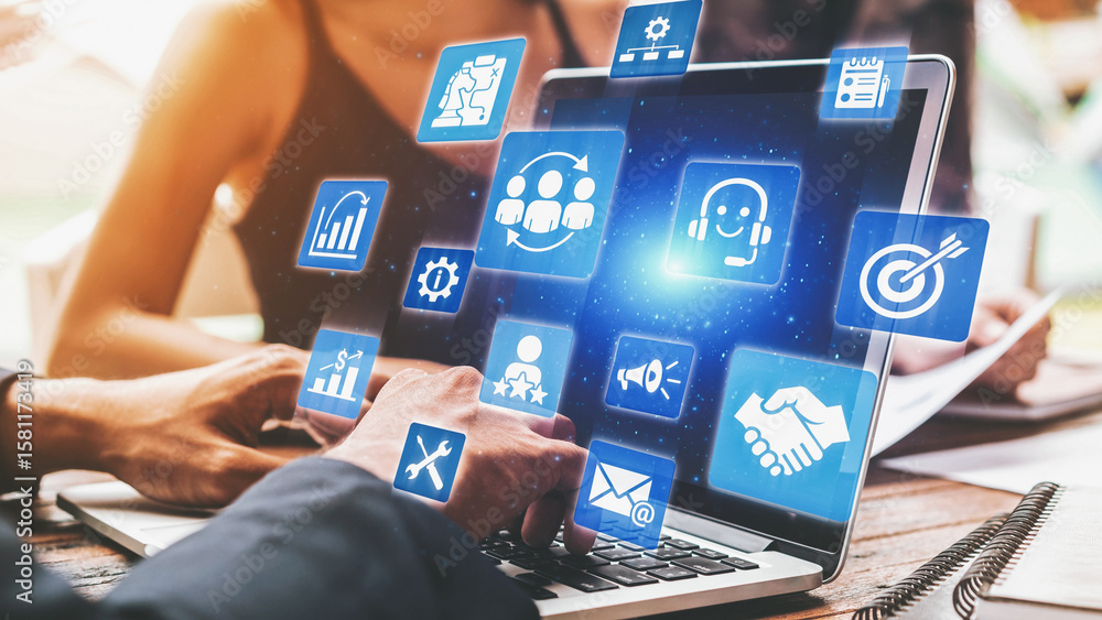 Poster crm platforms improve customer relationships through data analysis, crm communication tools, and aut