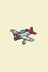 Cartoon illustration of a vintage japanese warplane.