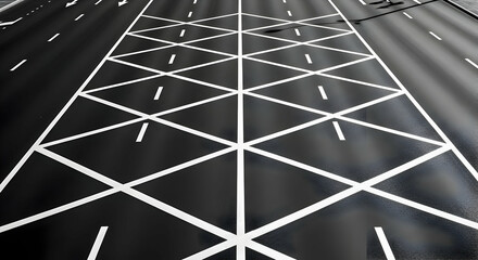 Detailed Overhead Perspective of Road Markings and Road Surface Design Concept