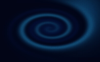 Abstract design glowing blue spiral light on dark background, grainy gradient noise texture, background