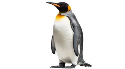 Majestic King Penguin Standing Tall and Proud Isolated on White Background