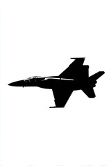 Silhouette of a military jet aircraft.