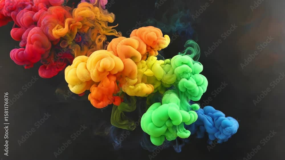 Aufkleber mesmerizing colorful ink swirling through water, creating vibrant abstract patterns, a captivating v