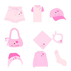 Collection of fashion without style in pink tones