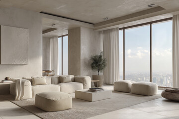 Fototapeta premium photorealistic ultraminimalist interior design showcasing modern elements and simple aesthetics creating serene