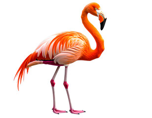 Obraz premium Flamingo, transparent background, color photography, PNG format, photorealistic style