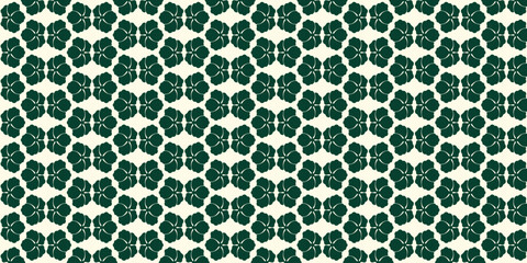 Seamless pattern of floral motif with four dark green petals in Japanese style