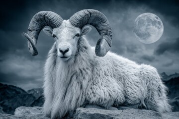 The Capricorn zodiac sign in astrology is characterized by its ram or mouflon horoscope symbol