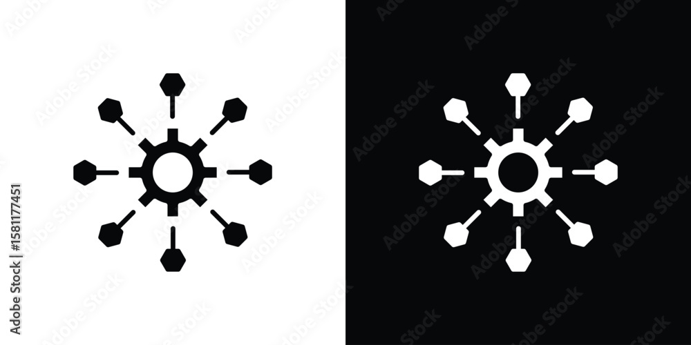 Poster microservices icon, vector graphics in filled style