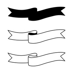 Set of Curved wavy ribbon banner illustration