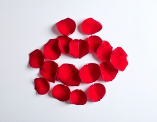 Labios compuestos con pétalos de rosa roja dispuestos sobre fondo blanco