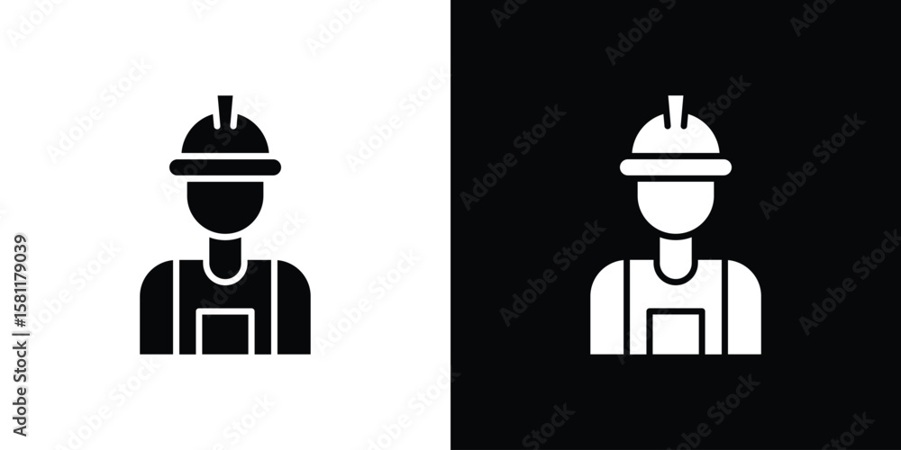 Poster engineer icon, vector graphics in filled style