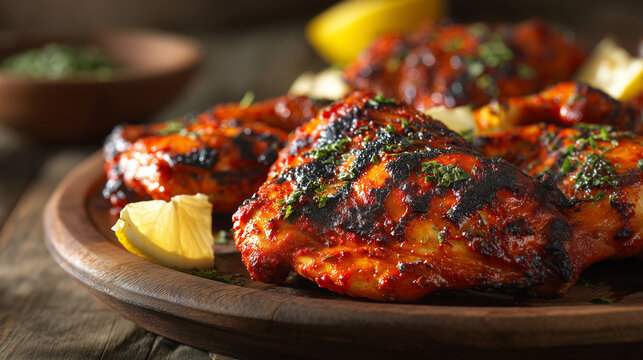 Grilled peri peri chicken with spicy marinade, served hot and flavorful. Perfect food photo for menu, recipe, and culinary design.