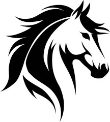 Black and White horse Head – Minimalist Line Art Vector Illustration for Logo or Print Design