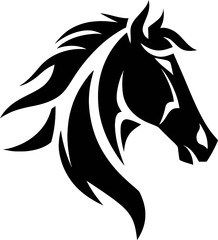 Black and White horse Head – Minimalist Line Art Vector Illustration for Logo or Print Design