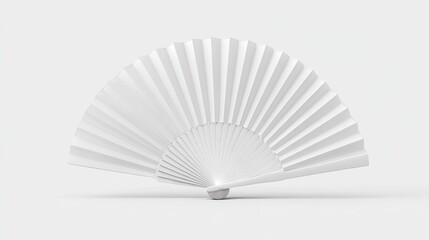 Ultra quality image of 10. Photorealistic mockup of a white folded hand fan on white backdrop.