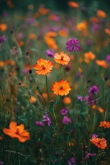 Vibrant Cosmos Flowers in a Field.