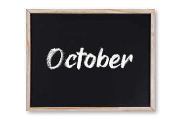October word in chalk on chalkboard