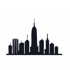 New York Skyline Vector Silhouette &ndash; Vinyl-Ready Design with NYC Landmarks and Smooth Rounded Lines

