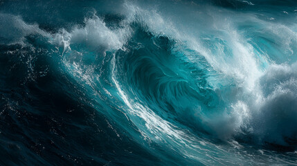 Powerful ocean wave crashing with natural beauty, capturing the energy of the sea and the freshness of coastal scenery.