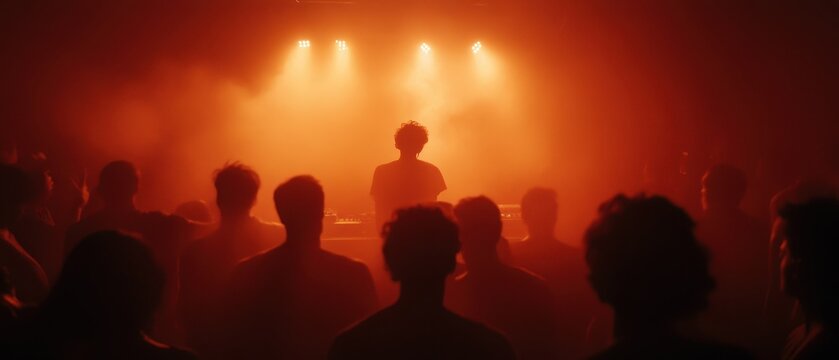 Energetic indie music concert with enthusiastic crowd in intimate venue