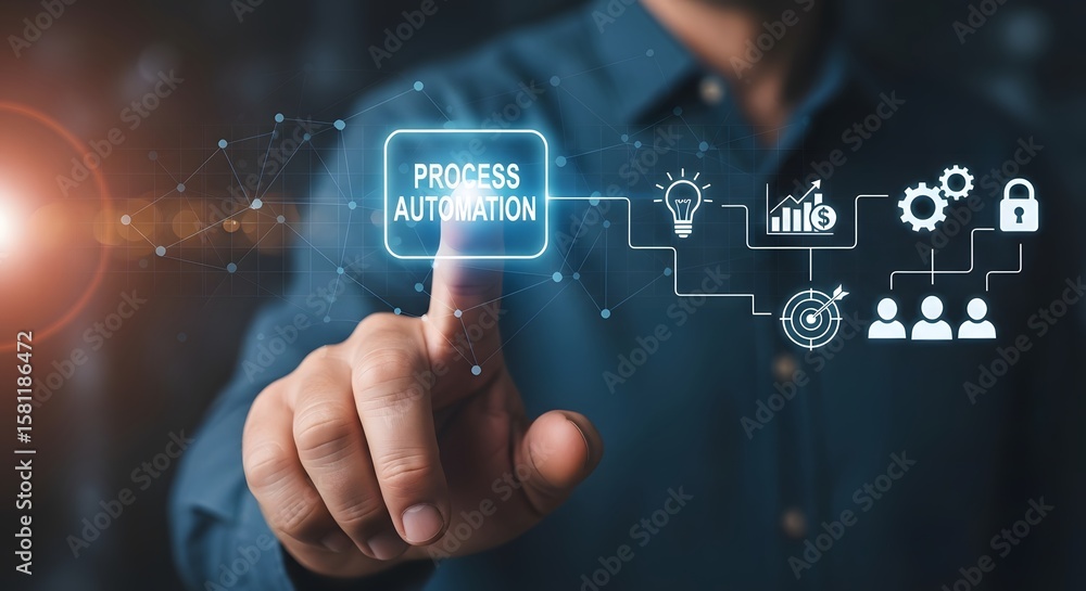 Poster automating business a digital transformation towards efficiency and innovation for strategic growth 