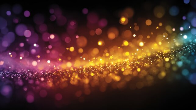 A colorful, swirling pattern of dots that appears to be a rainbow. The dots are scattered throughout the image, creating a sense of movement and energy. Scene is one of excitement and joy