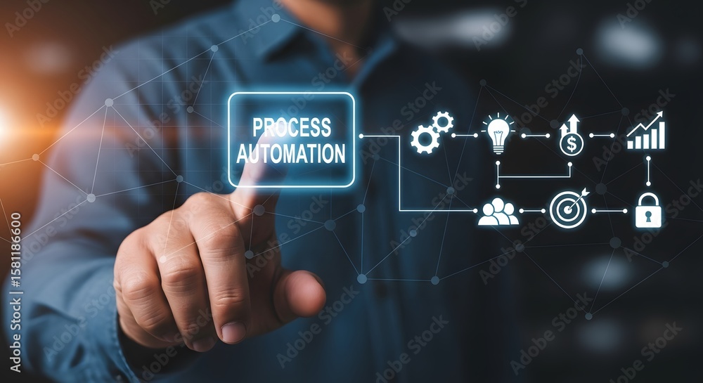 Poster streamlining business operations harnessing technology for process automation and enhanced efficienc