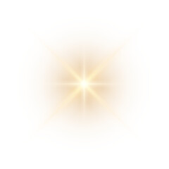 Shine glowing star. Golden Spark isolated