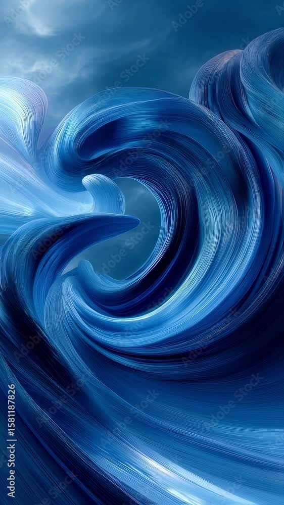 Poster vibrant blue swirls undulating across cloudy skies, generating dynamic wave patterns with fluid moti