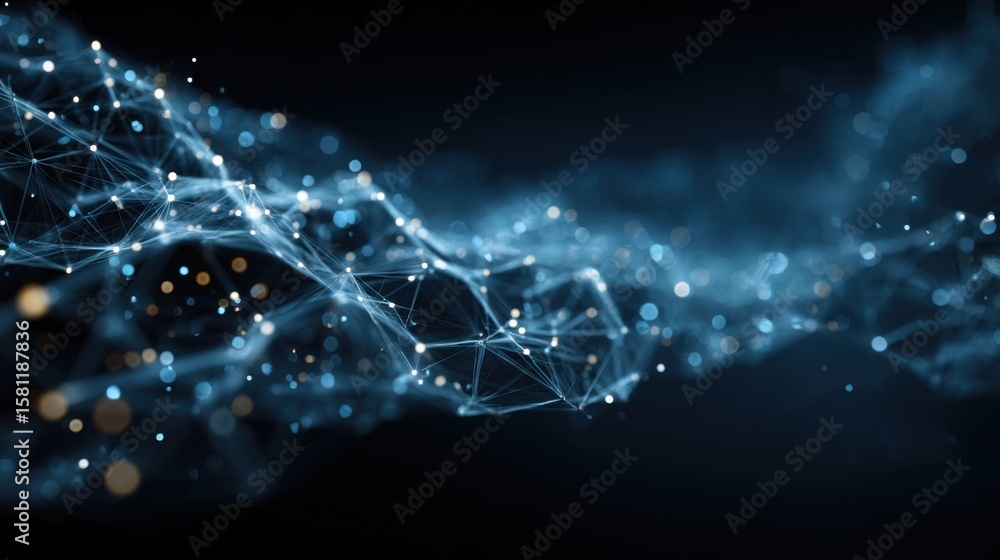 Poster a blue line of dots that are connected to each other. the line is very long and it looks like it is 