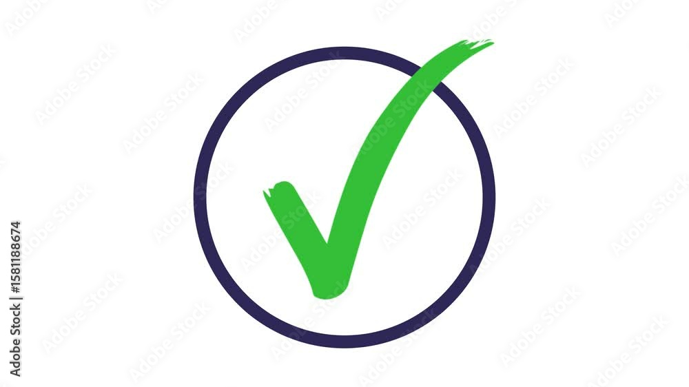 Poster animated check mark symbol with smooth tick motion on transparent background