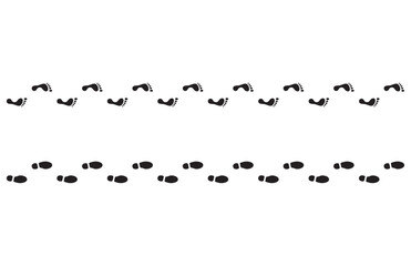Seamless Step footprints paths, human footprints pathway isolated on white background