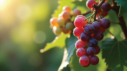 Closeup of grape hanging from the vine