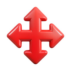 Fototapeta premium 4-Way directional arrow icon isolated on transparent white background, clipping path