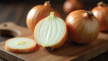 chopped onion on a wooden cutting board