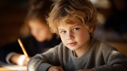 Children engaged in educational activities in a school setting